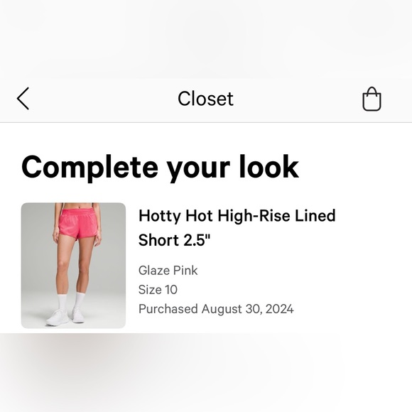 New with tags Lululemon Hotty hot high rise lined short 2.5”, Glaze Pink size 10 - Picture 11 of 11